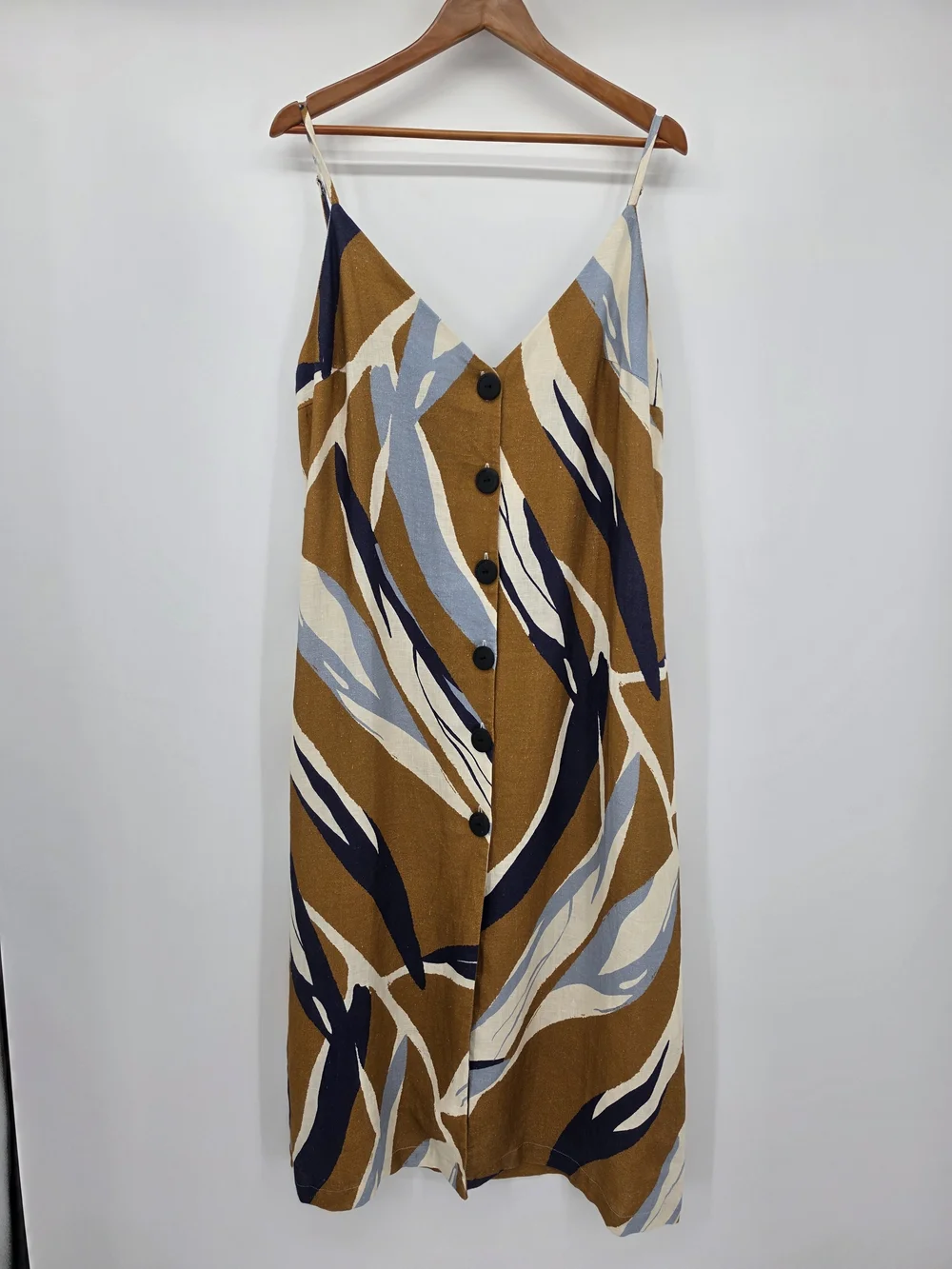 Cala de la Cruz Linen Tent Neutal Midi Dress Womens Xl Nwt - Picture 5 of 8